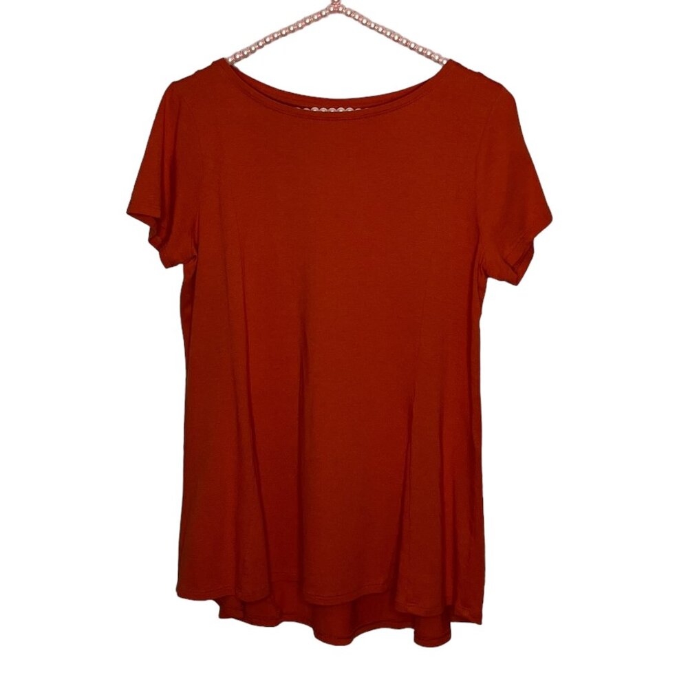 J. Jill S Pumpkin Spice Orange Cotton Modal Blend Soft Knit Short Sleeve T-Shirt